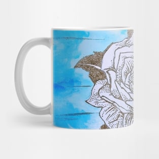 Light and Navy Blue Gold Flower Mug